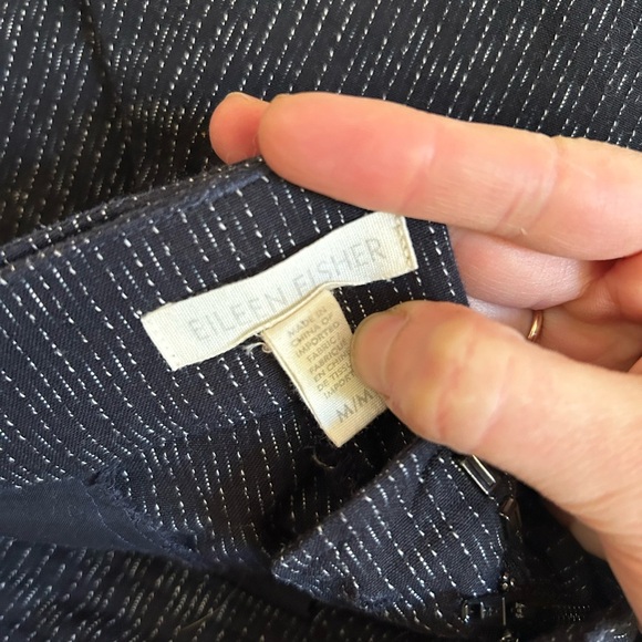 *Excellent Pre-Loved* Eileen Fisher Organic Cotton Black Textured Wide-Leg Pants - Picture 3 of 5